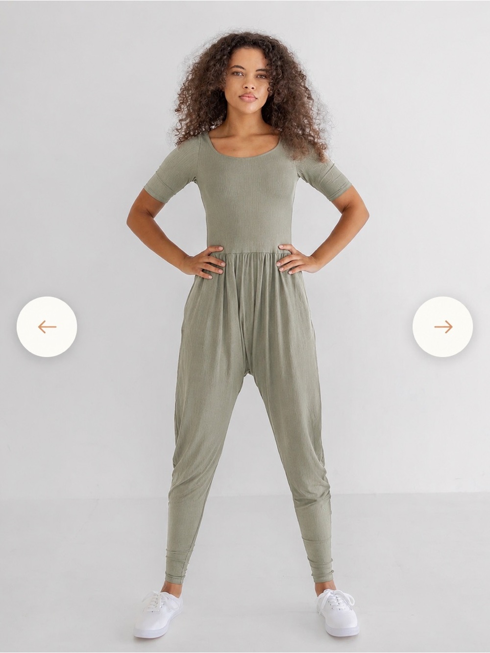 IMBODHI Ribbed Sage Green Romper, XL